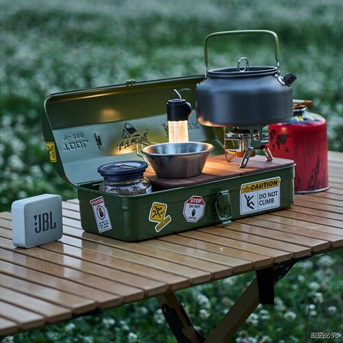 户外露营收纳箱桌子两用野餐咖啡