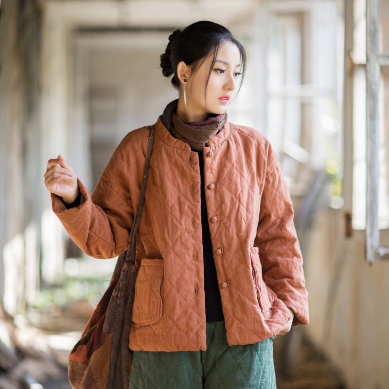 新中式棉麻夹棉禅意复古棉衣棉服