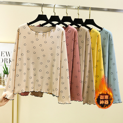 双面德绒印花长袖上衣