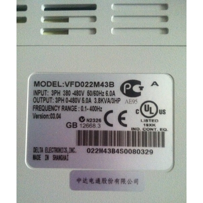 拍前询价：旧*台达变频器VFD022M43B VFD-M/380V/2.2KW （原装 ）