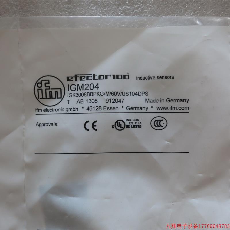 拍前询价:A027*全新原装IFM易福门 IGM204 IGK3008BBPKG/M/60V/U