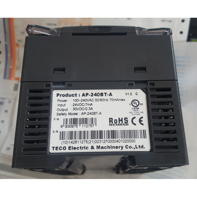 拍前询价：台湾东元台安PLC AP-240BT-A 24点输入16点输出 晶体管