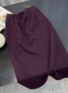 轻熟简约风紫色缎面半身裙女2025秋冬季名媛气质高级感垂坠A字裙