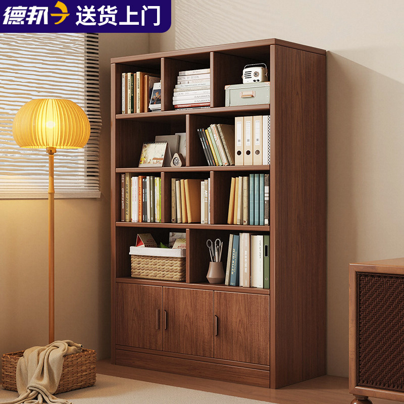 书柜实木书架落地置物客厅展示柜木质多层收纳柜家用靠墙储物柜子