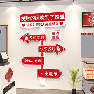 福彩彩票店墙面装饰体彩店布置竞彩店收银台背景墙贴纸广告迎好运