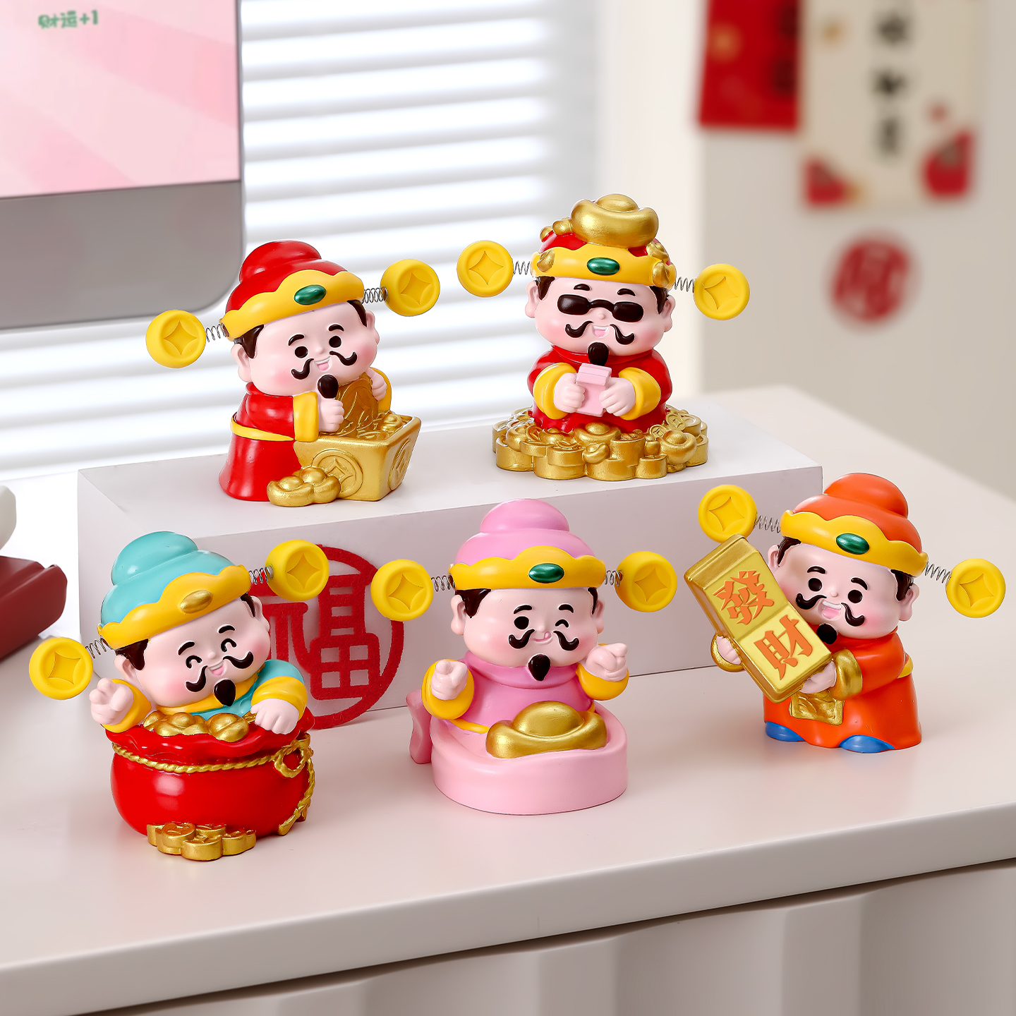 财神爷盲盒摆件办公桌面工位装饰