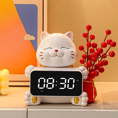 蓝牙音响时钟招财猫桌面摆件