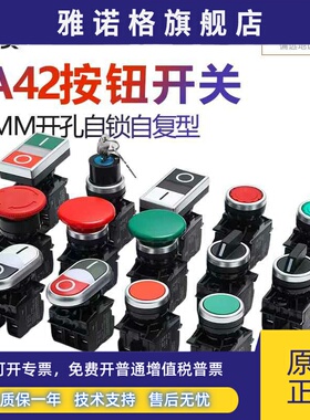 LA42P-11按钮开关自覆位平钮LA42J急停电梯红绿双键黑白钥匙旋钮