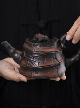 舒仲-紫陶金蟾凤鸣竹韵壶-280毫升（陈为勤）