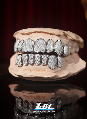 GBC 牙套定制欣赏（s925精工Grillz 手工雕蜡 微钉镶嵌满莫桑钻）