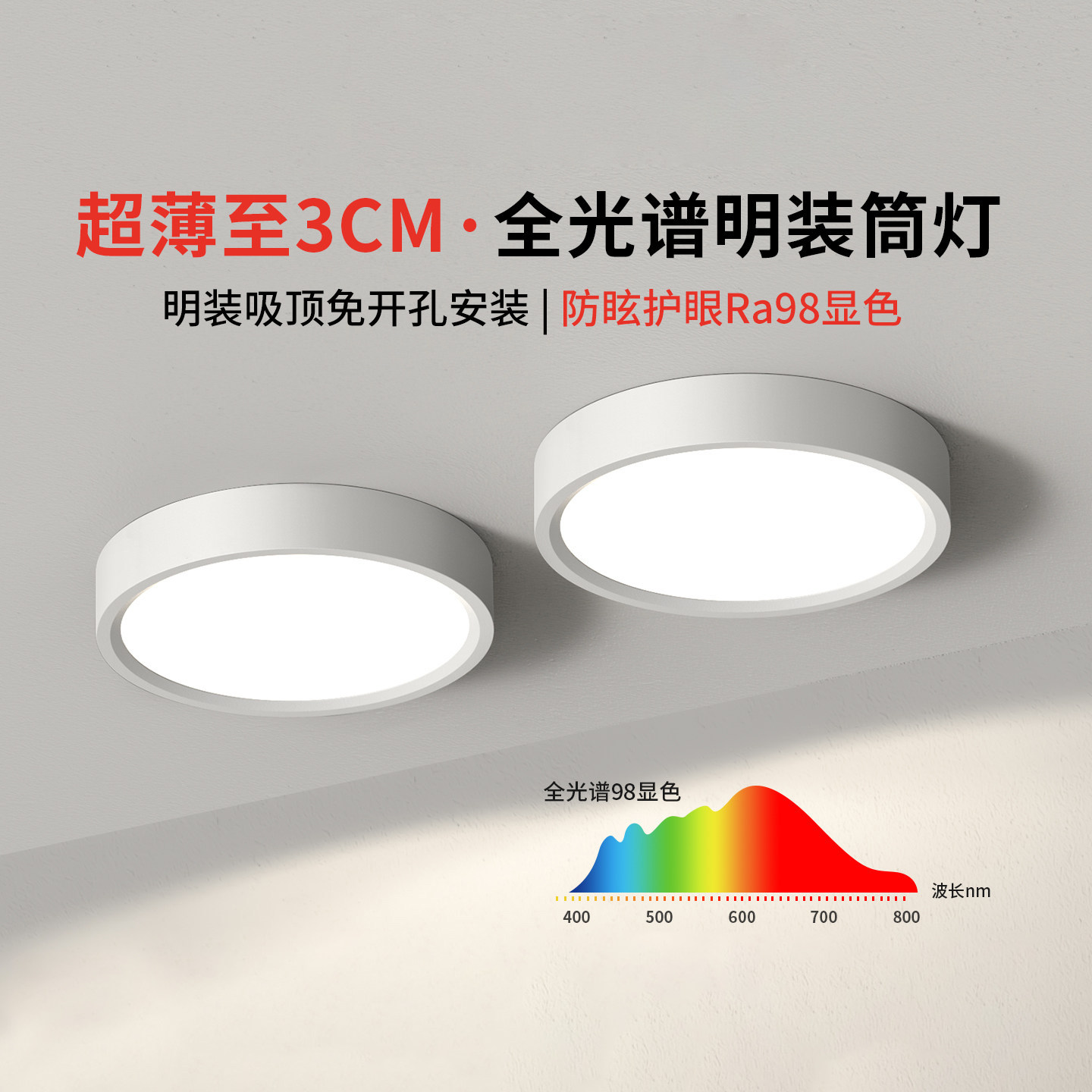 超薄明装筒灯圆形led家用吊顶灯
