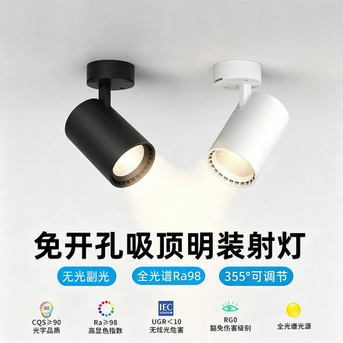 明装射灯店铺商用小吸顶式轨道灯