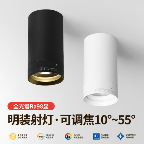 明装可调焦射灯led变焦吸顶10°