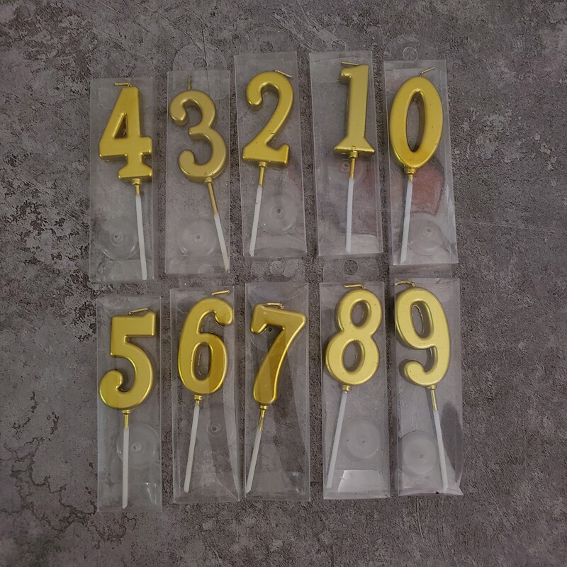 热卖烫金色0到9数字蜡烛 生日蛋糕环保无烟岁数插件 儿童派对用品