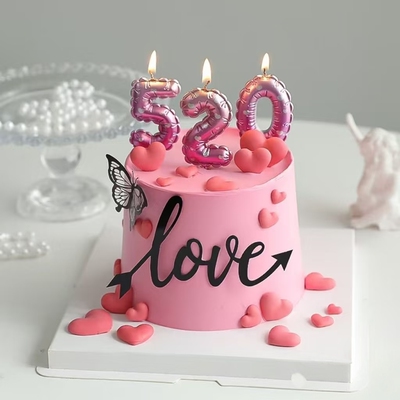 粉紫色520蛋糕蜡烛浪漫粉色情人节女神表白甜品烘焙爱心love插件