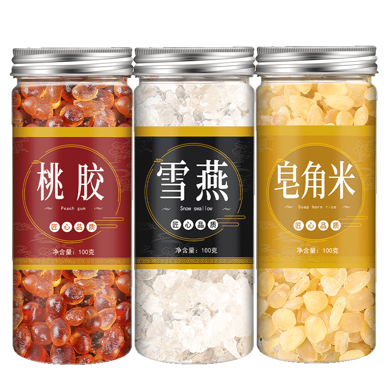 桃胶雪燕皂角米组合旗舰店正品野生桃胶炖锅无杂质桃胶即食免煮批