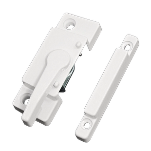 老式门窗锁扣美式月牙锁铝合金门锁搭扣塑钢窗推拉窗户平面勾锁