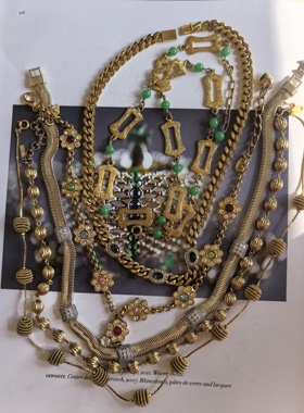 Vintage古着饰品monet/trifari素金琉璃中古项链