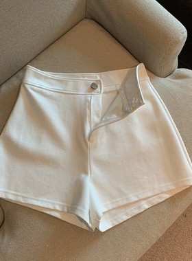 白色下半身失踪西装短裤女夏季薄款高腰显瘦a字紧身弹力辣妹热裤