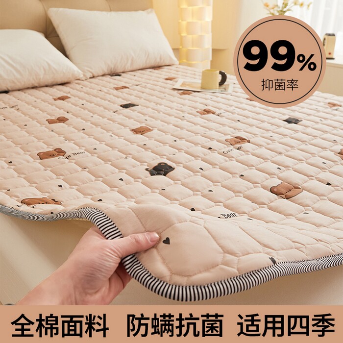 纯棉防滑可机洗薄款床褥子可折叠软垫家用夏季全棉床单床垫保护垫