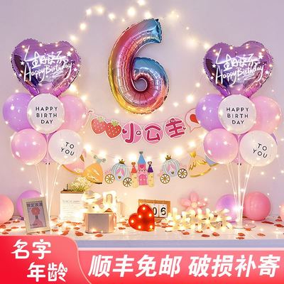 十周岁女孩宝宝生日背景墙装饰气球用品男童成长礼派对场景布置