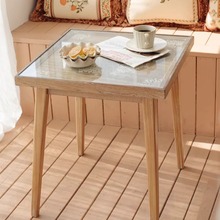 美式雕花实木方桌小户型餐桌日式民宿阳光房洽谈桌咖啡桌方形茶几