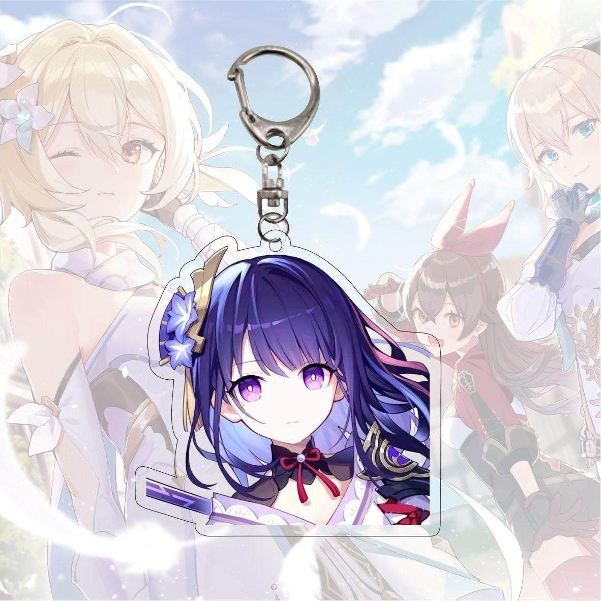 原神钥匙扣雷电将军魈钟离霄宫刻晴可莉芭芭拉书包包挂件挂饰周h