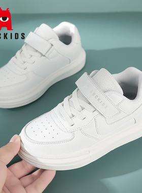 Abckids童鞋男女童小白鞋春秋季新款儿童皮面防水白色轻便运动鞋