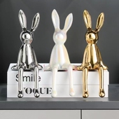 网红长耳兔坐姿摆件轻奢高档软装 饰品 家居客厅电视柜酒柜高级感装