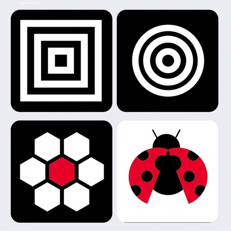 黑白卡片早教婴儿视觉激发追视闪卡新生宝宝彩色益智新生儿玩具