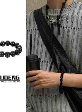 新中式男士珠子手串小众设计男生串珠手链配饰男款黑色学生手饰品