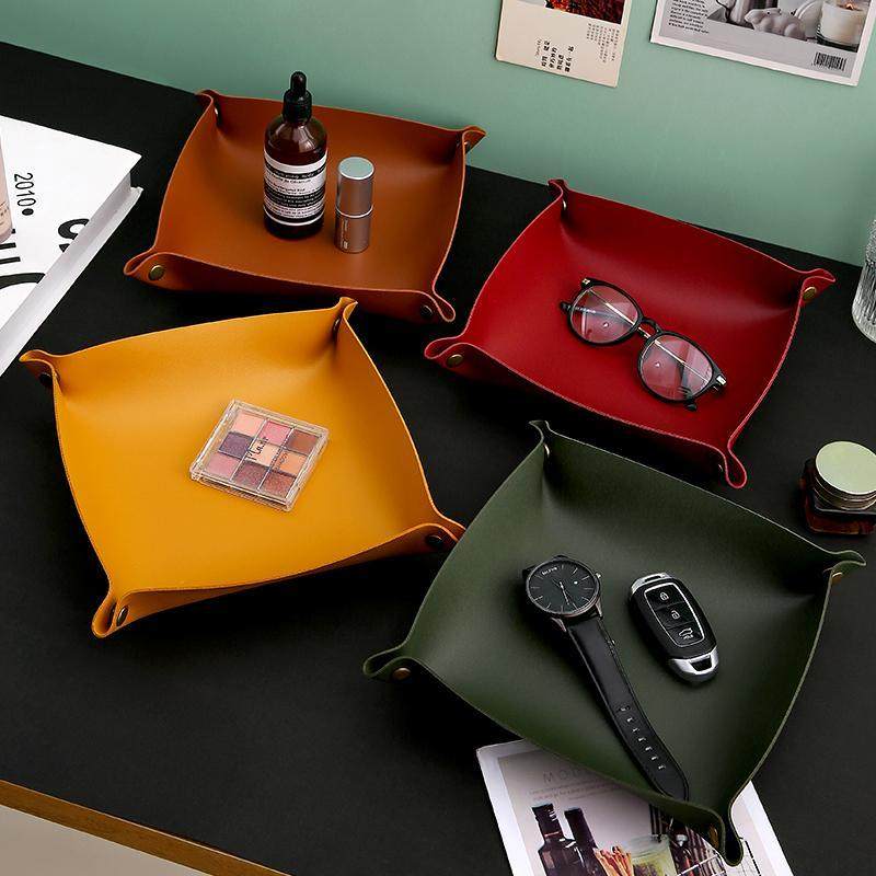 北欧双面皮革收纳盘ins杂物整理盒桌面茶几遥控器收纳盒钥匙托盘,收纳整理,收纳盘,淘宝优惠券,粉丝福利购,淘宝优惠卷