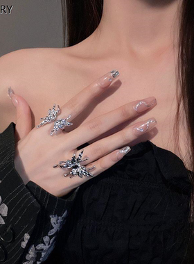 液态蝴蝶戒指女ins潮小众设计高级感冷淡风个开口可调节食指戒