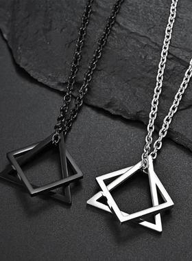 衣服学生毛衣链长款2020年新款五金少女配饰几何钛钢男女吊坠项链