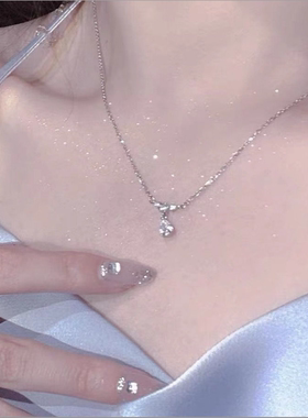 UToo韩式ins潮流温柔气质锆石水滴项链冷淡风简约超仙闺蜜锁骨链