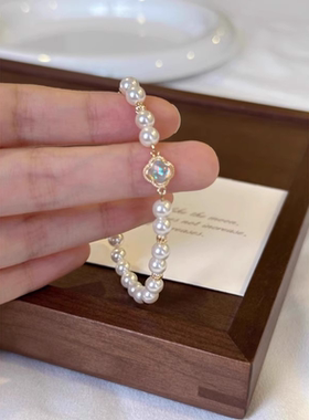 奥特莱斯折扣店清仓捡漏18K珍珠四叶草手链outlets女配饰