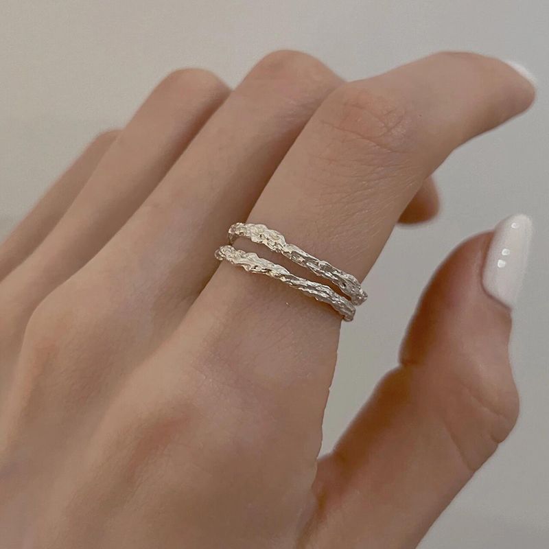 srrmhyn简约锡纸饰品戒指女新款叠戴素圈指环冷淡风首饰