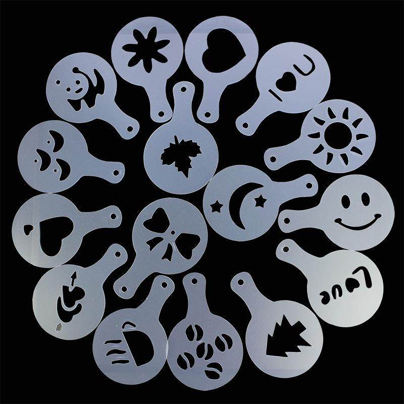 塑料拉花模具 花式咖啡印花模型 加厚 咖啡奶泡喷花模板16枚 套装,餐饮具,咖啡滤纸,淘宝优惠券,粉丝福利购,淘宝优惠卷