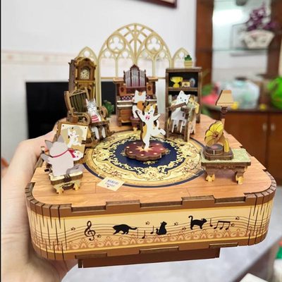 同趣猫的欢聚拼装八音盒手工diy音乐盒积木拼装文创生日女生礼物