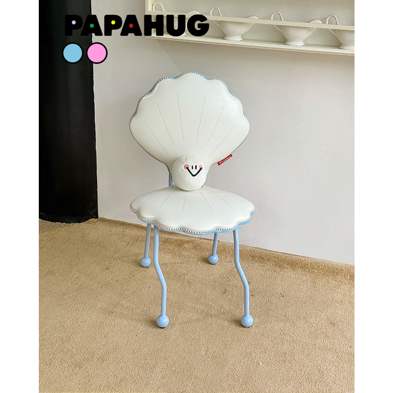 PAPAHUG 贝壳椅化妆椅餐椅铁艺椅读书椅休闲椅凳子靠背梳妆台椅子