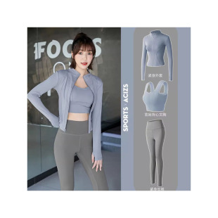 日本高级感性感速干运动健身瑜伽服套装时尚春夏简约三件套运动服