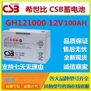 CSB希世比蓄电池GH121000 12V100AH医疗仪器直流屏UPS电源消防EPS