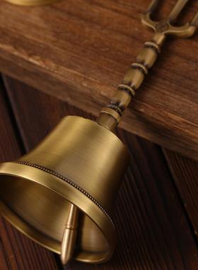 2026纯铜三清铃道士用品太极八卦三叉铃仿古手摇铃铛法器光滑加厚