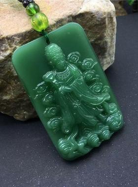 2026仿玉髓妈祖时尚饰品吊坠绿色妈祖菩萨复古国风玻璃挂件男女项