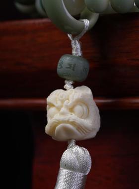 2025绿色阴皮菩提根手串飘花山水料菩提子佛珠文玩绕指柔老形桶珠