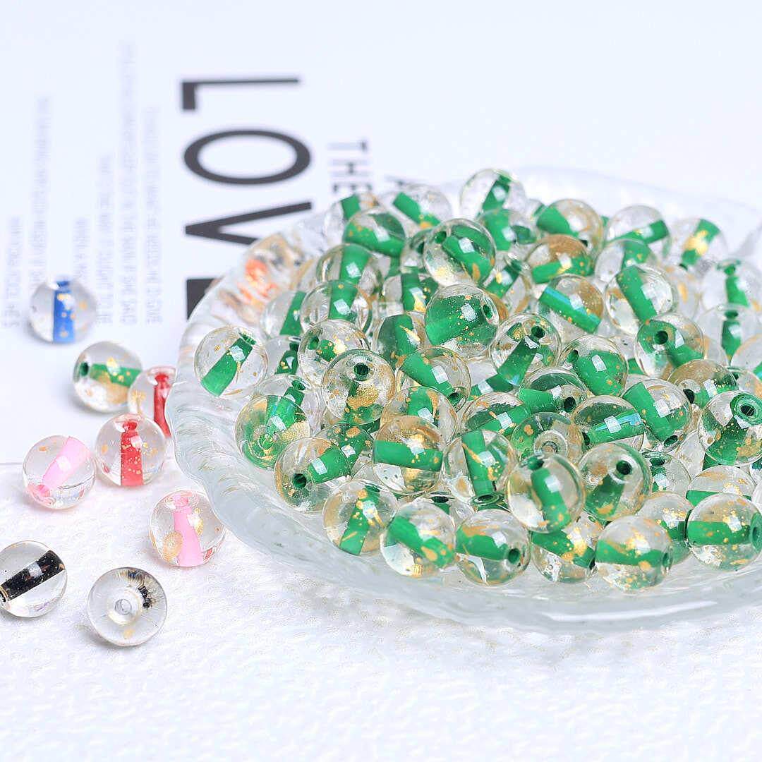 2026仿香灰琉璃珠彩色手绘散珠子手工diy手串项链罐心玻璃珠饰品