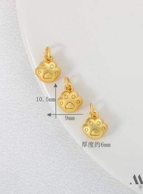 2026古法哑金沙金保色胖猫爪子吊坠diy手链项链耳饰挂件饰品挂坠