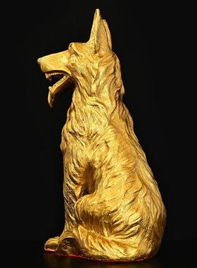 2026开运大号纯铜狼狗风水家居招财摆件看门狗贵犬护运守财铜狗工