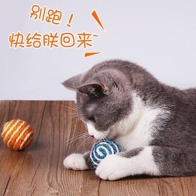 逗猫玩具宠物逗猫逗猫棒啃咬球剑麻球猫咪自嗨玩具耐咬抓发声磨牙