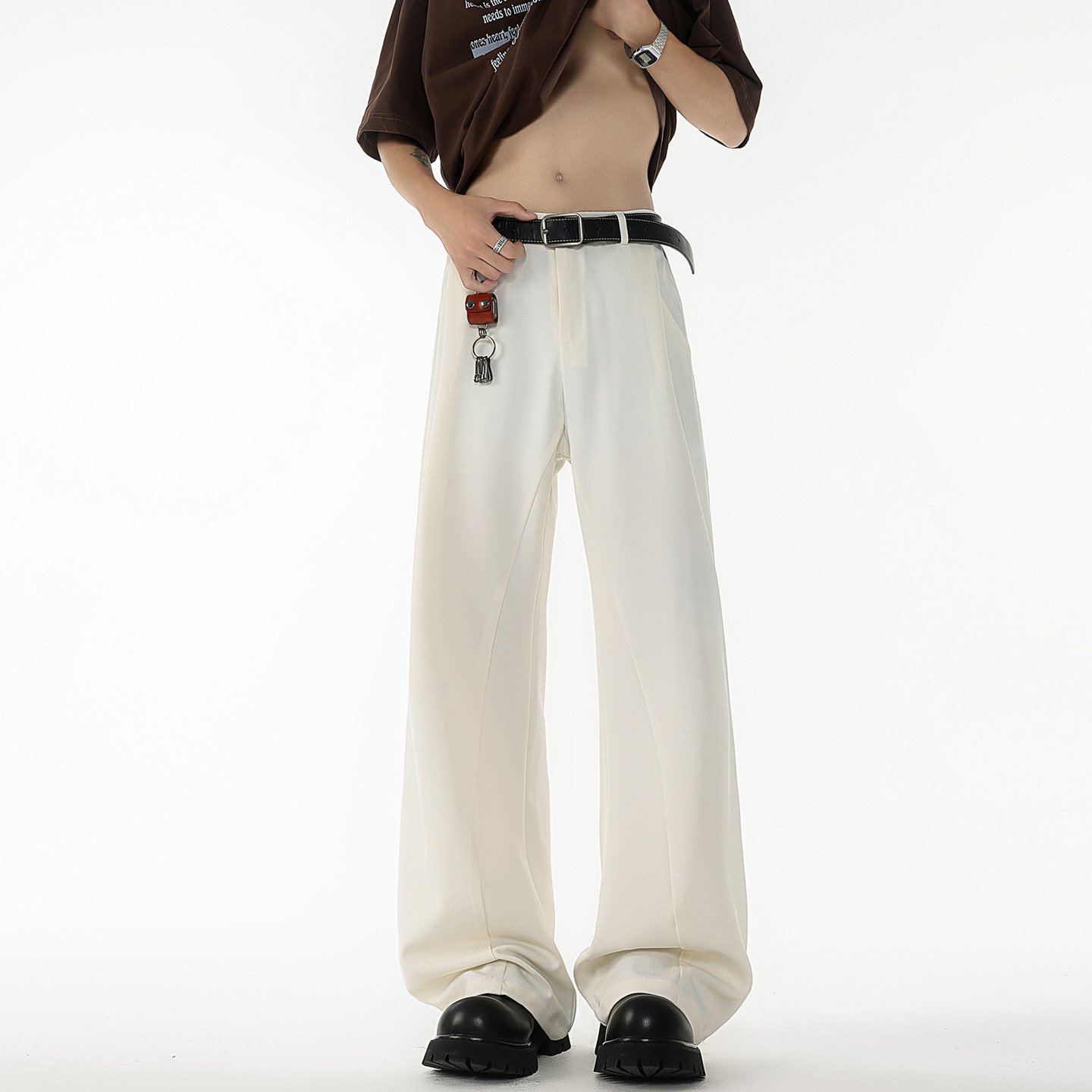 加长西裤男士垂坠感休闲西装裤子春夏季cleanfit微喇长裤显高裤子